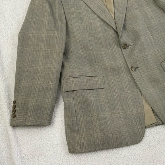 Lauren Ralph Lauren Blazer Sport Coat Jacket 42R 100% Wool Brown Tan Houndstooth - Picture 5 of 15